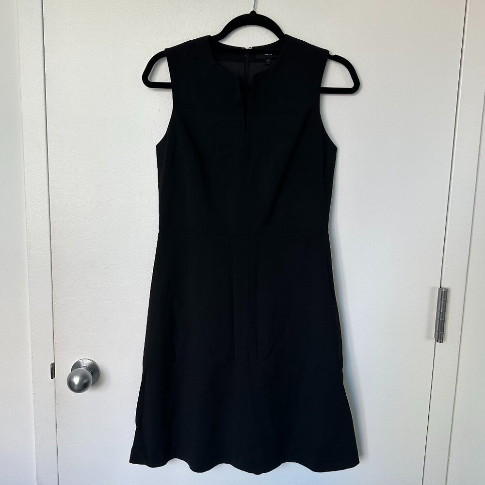 Theory - Black, Sleeveless, Shift Dress In Stretch Wool - Size 4